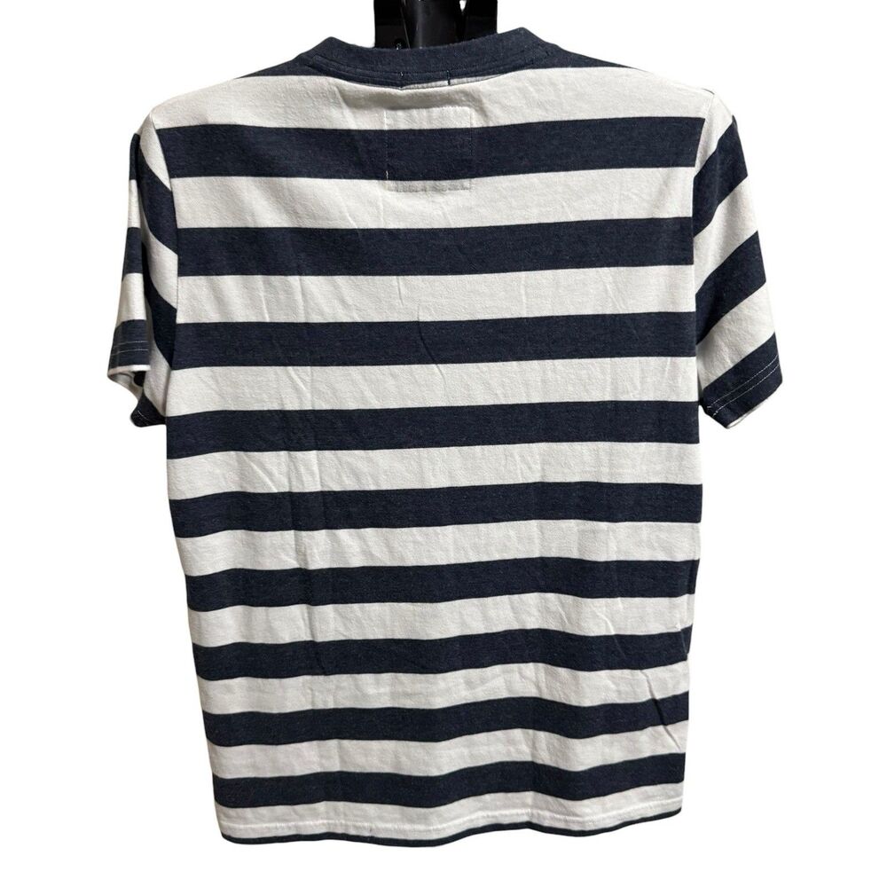 Abercrombie & Fitch Shirt Mens XL Blue White Striped Moose Logo Muscle Crew Y2K - Picture 4 of 8